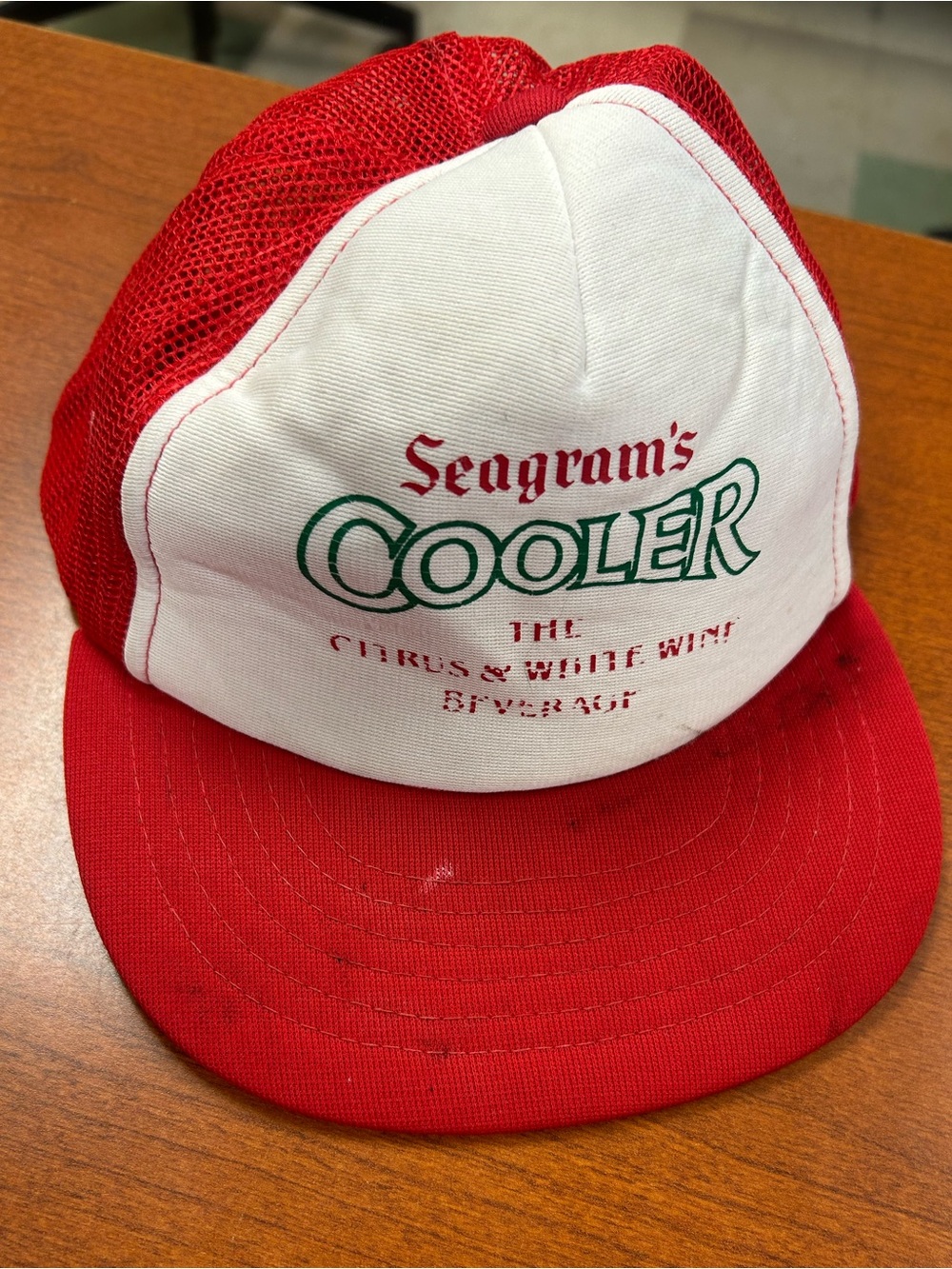 Red & White Trucker Hat - Branded Mesh Cap